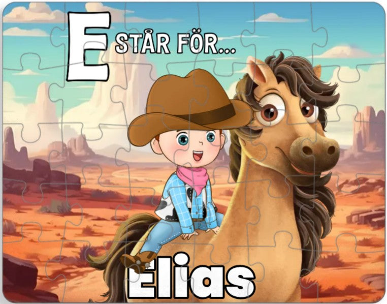 Personligt Pussel För Barn - Cowboy