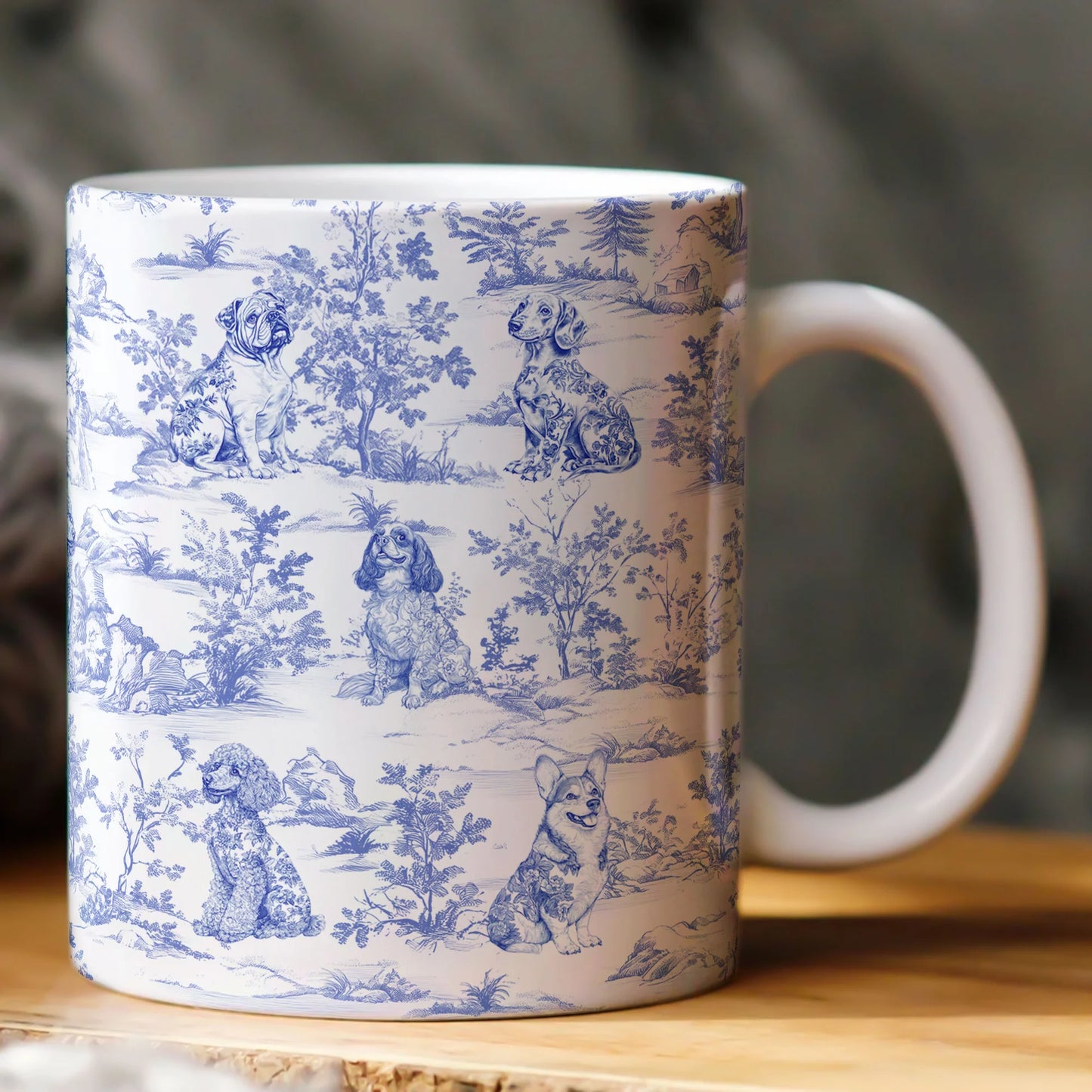 Personlig Mugg - Hundälskare – Toile de Jouy i fransk stil