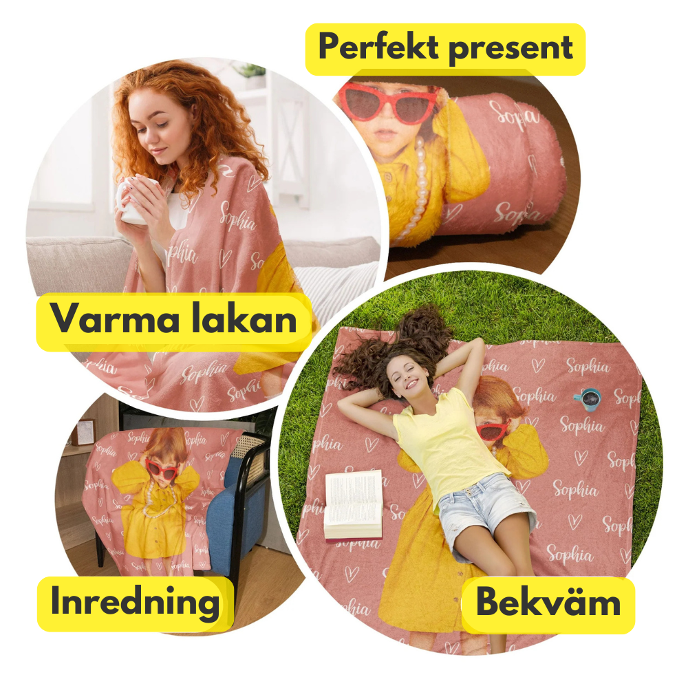 Personlig filt - med namn och foto för barn