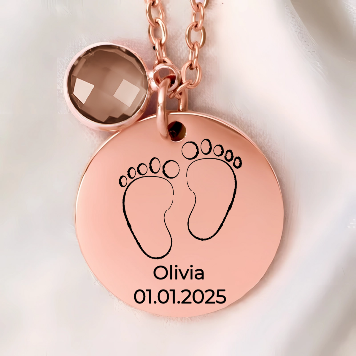 Personligt Halsband med Födelsesten och Gravyr