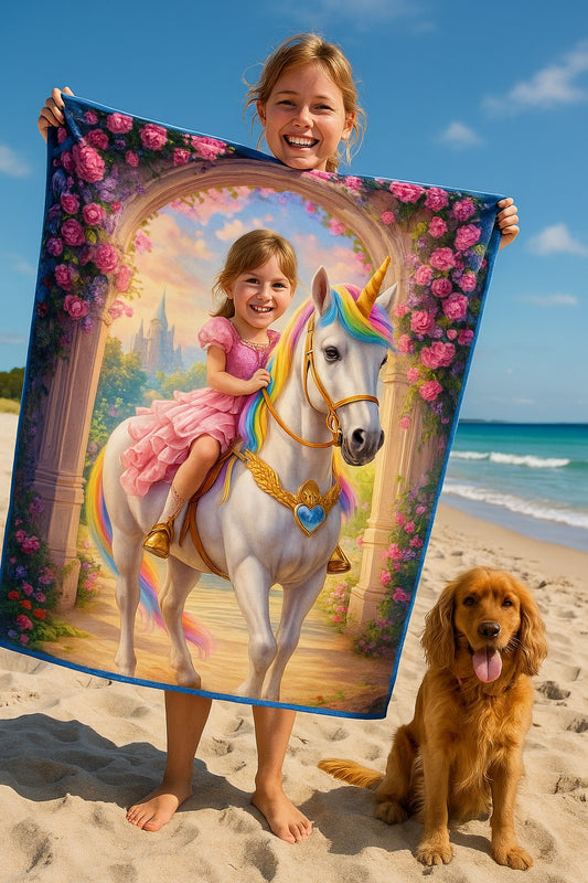 Personlig Handduk För Barn - Enhörningsprinsessa