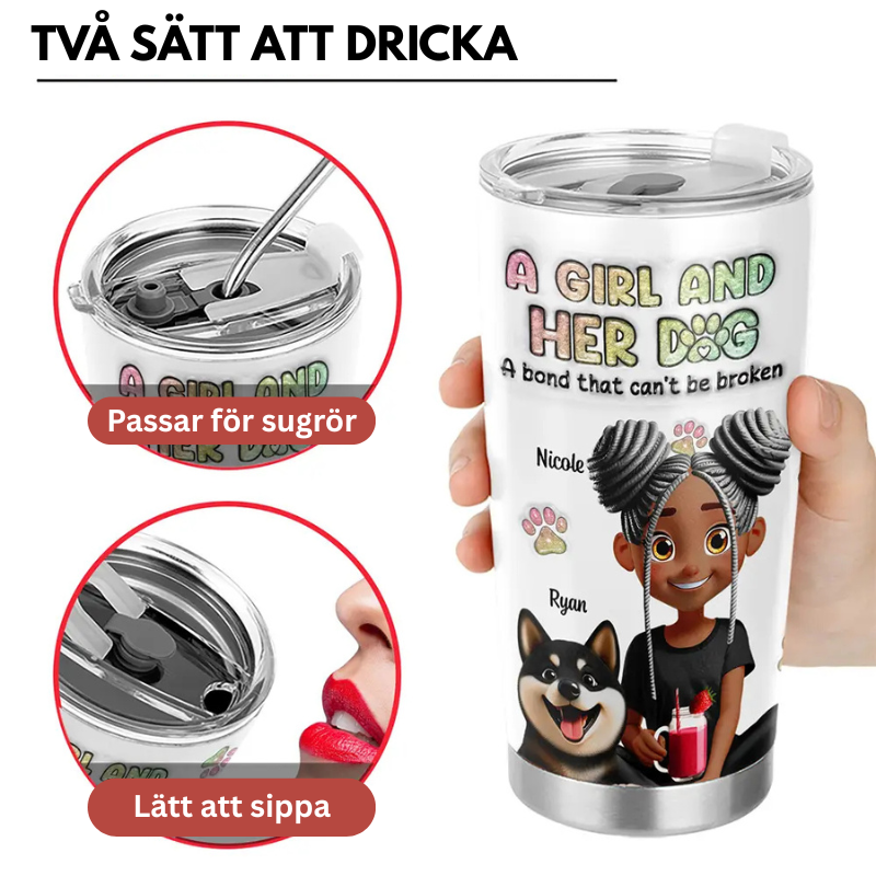 Personlig Termosmugg - En flicka och hennes hundar