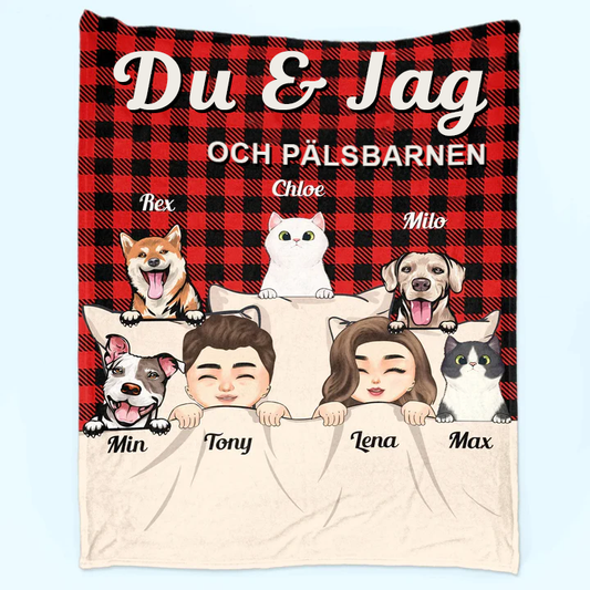 Personlig Filt - Du & Jag och Pälsbarnen