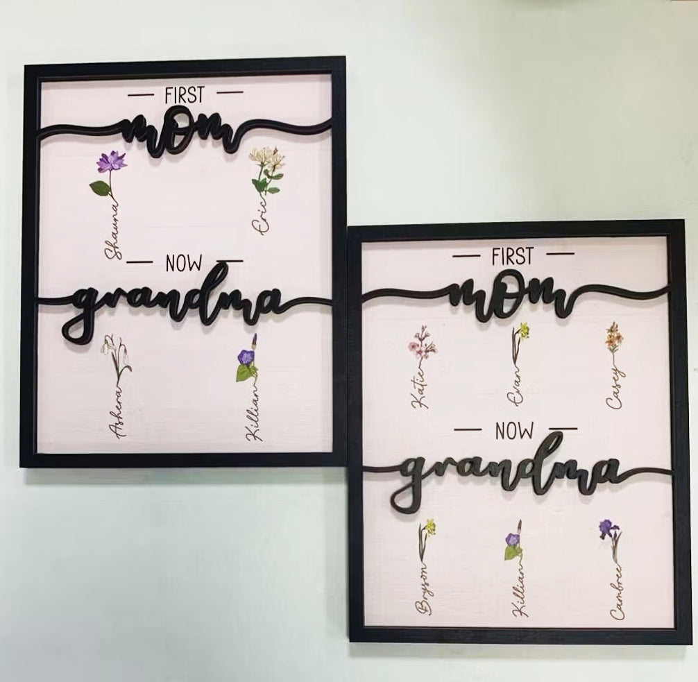 Personalisiertes Holzbild – Erst Mama, dann Oma