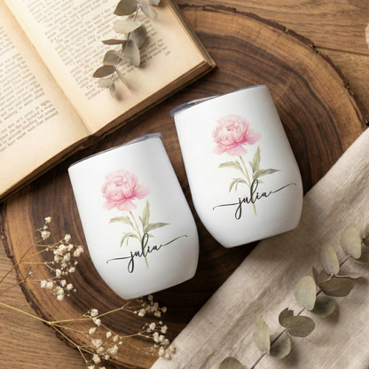 Personalisierter Weinbecher – Geburtsblume 350 ml