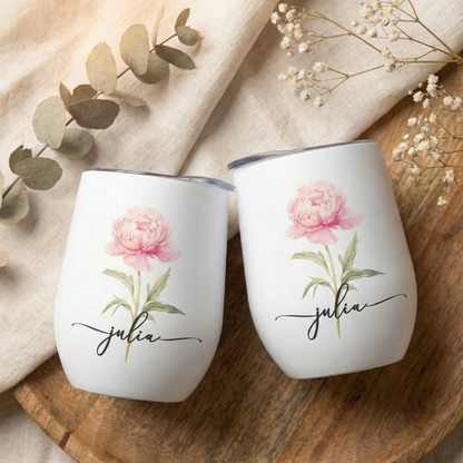 Personalisierter Weinbecher – Geburtsblume 350 ml