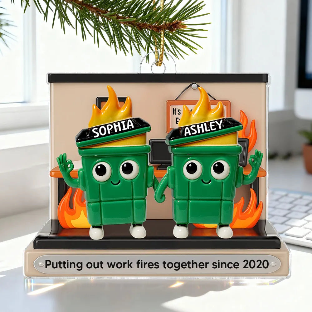 Personalisierte Weihnachtsdeko – Container-Feuer im Büro