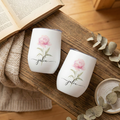 Personalisierter Weinbecher – Geburtsblume 350 ml