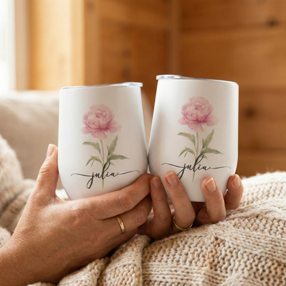 Personalisierter Weinbecher – Geburtsblume 350 ml