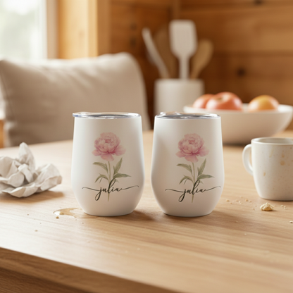 Personalisierter Weinbecher – Geburtsblume 350 ml