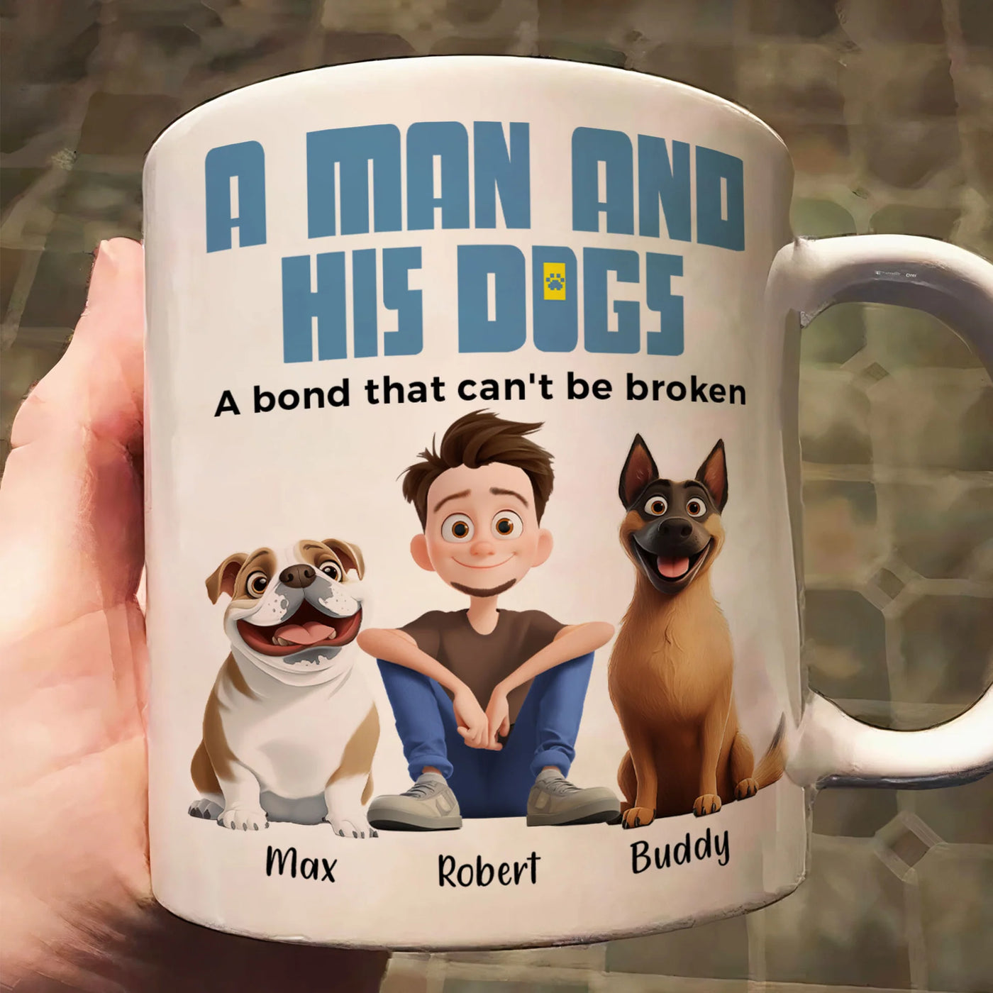 Personalisierter Thermobecher – Ein Mann und sein Hund