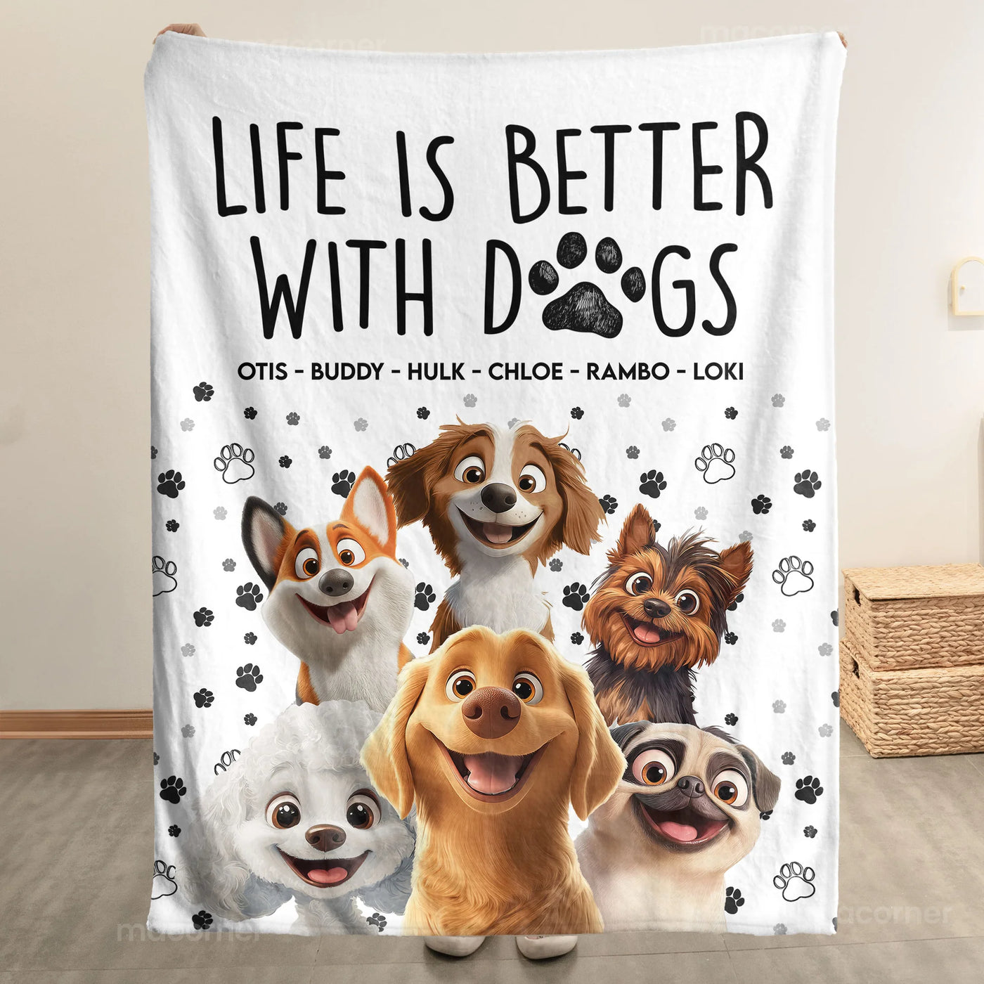 Personalisierte Decke / Handtuch – Das Leben ist schöner mit Hunden
