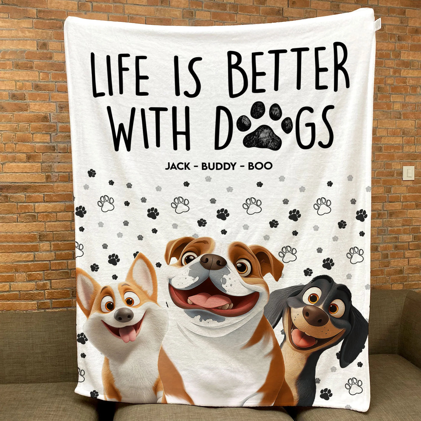 Personalisierte Decke / Handtuch – Das Leben ist schöner mit Hunden