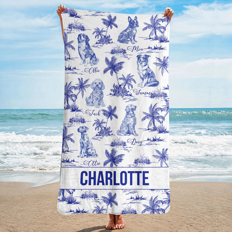 Personalisiertes Handtuch – Toile-de-Jouy-Stil mit Namen