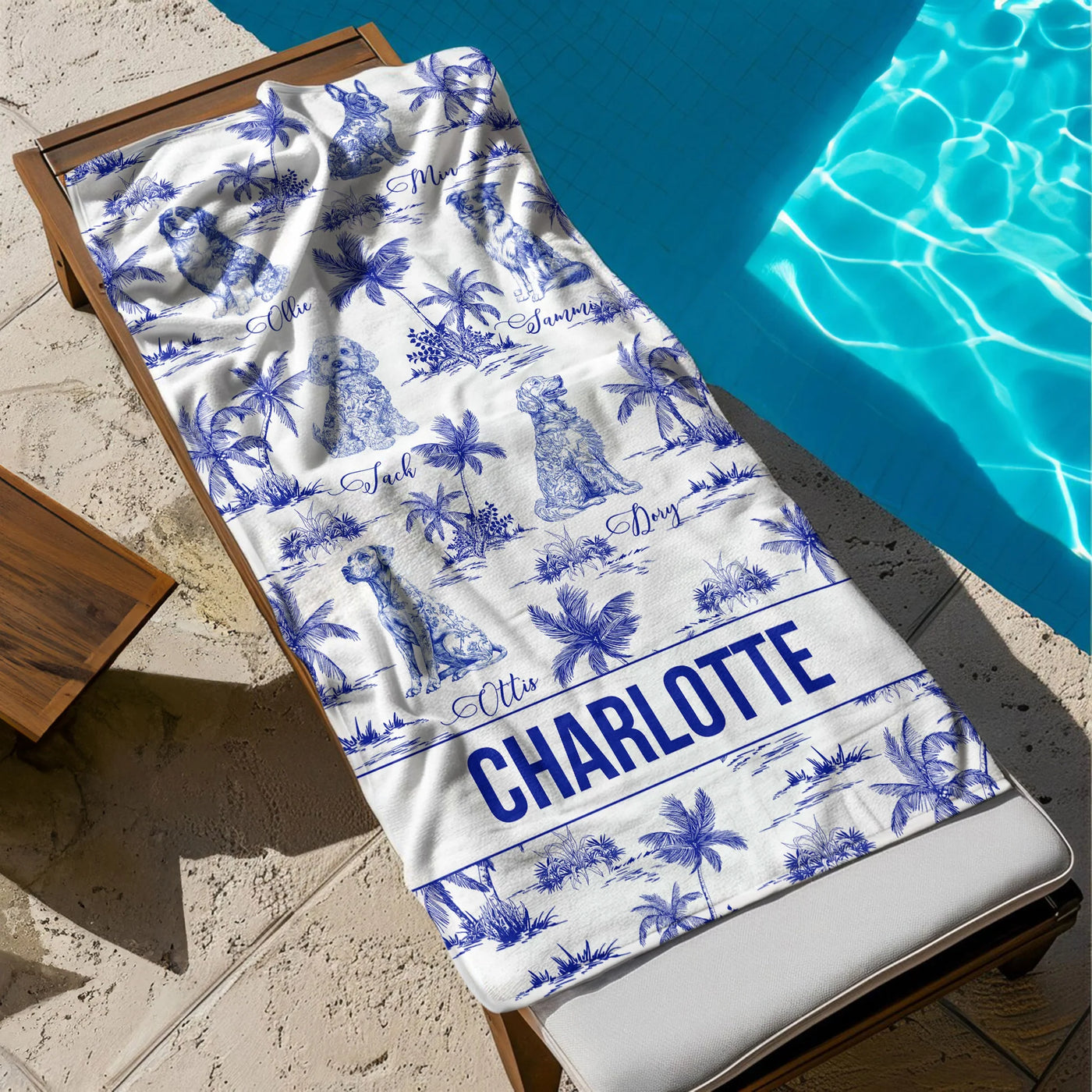 Personalisiertes Handtuch – Toile-de-Jouy-Stil mit Namen