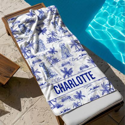 Personlig Handduk - Toile de Jouy stil med namn