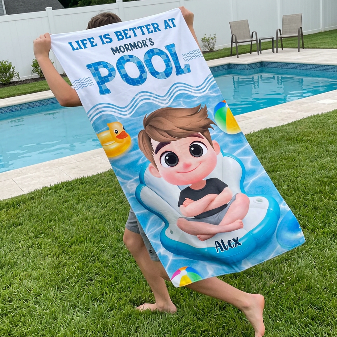 Personalisiertes Handtuch für Kinder – Besser am Pool von Oma