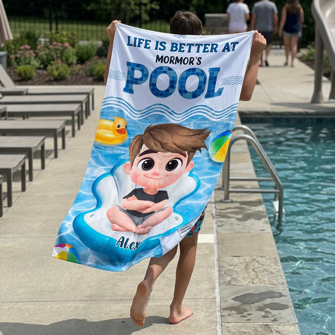 Personalisiertes Handtuch für Kinder – Besser am Pool von Oma