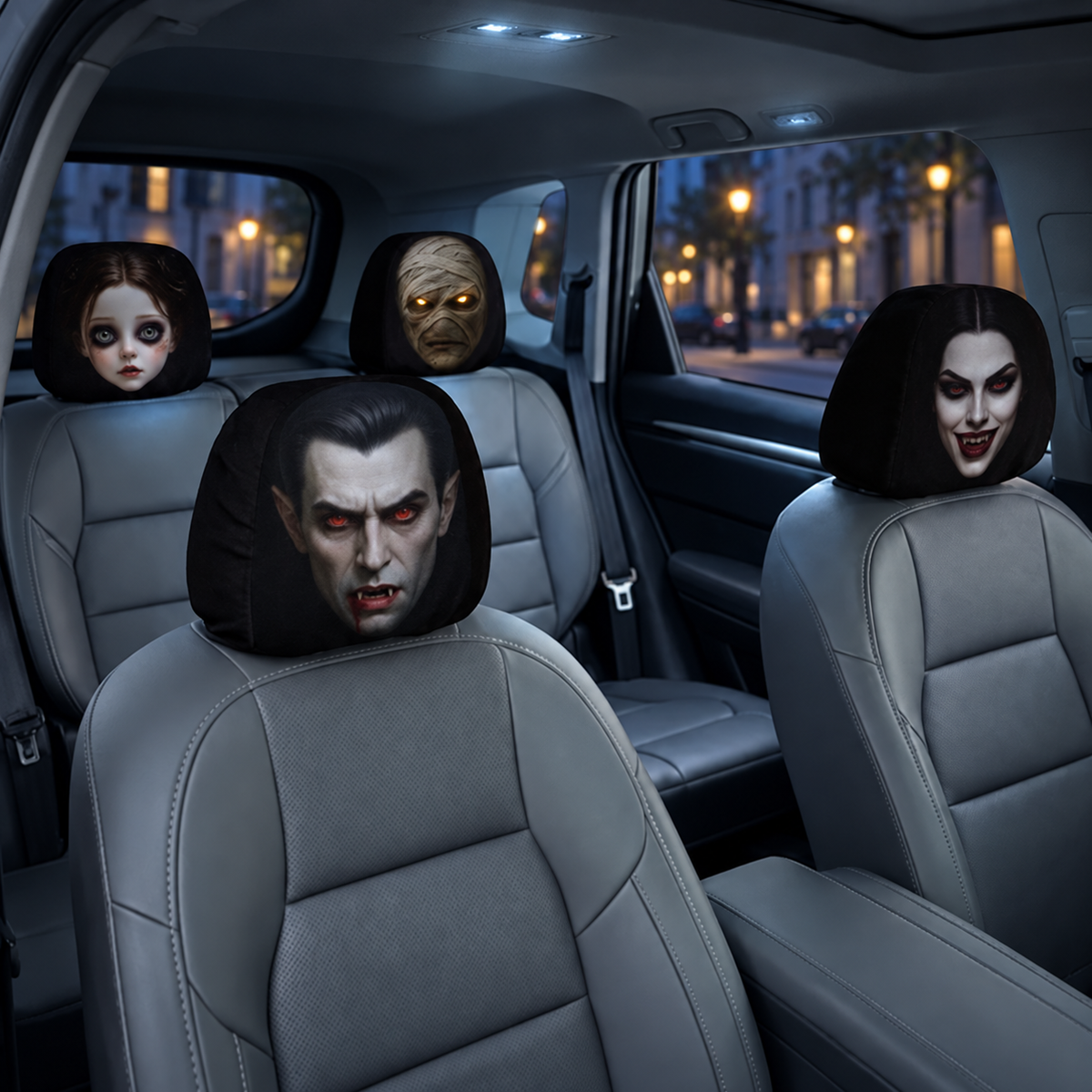Personliga Halloween  nackstödsöverdrag för bil 2-pack