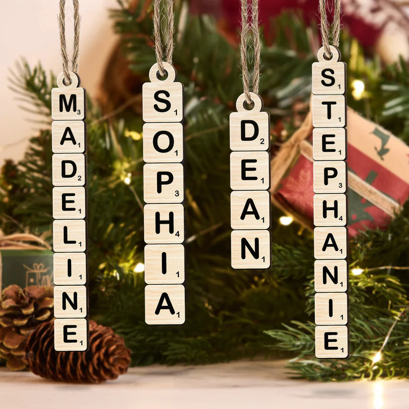 Personalisierte Weihnachtsdeko – Scrabble-Name