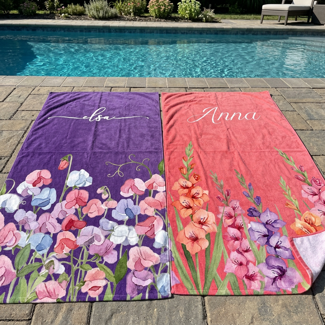 Personalisiertes Handtuch – Name & Geburtsblume