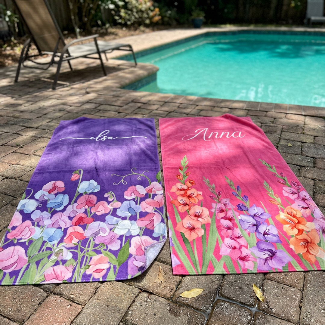 Personalisiertes Handtuch – Name & Geburtsblume