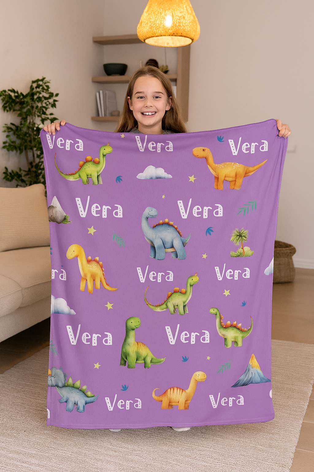 Personalisierte Decke – Dinosaurier-Namensdecke