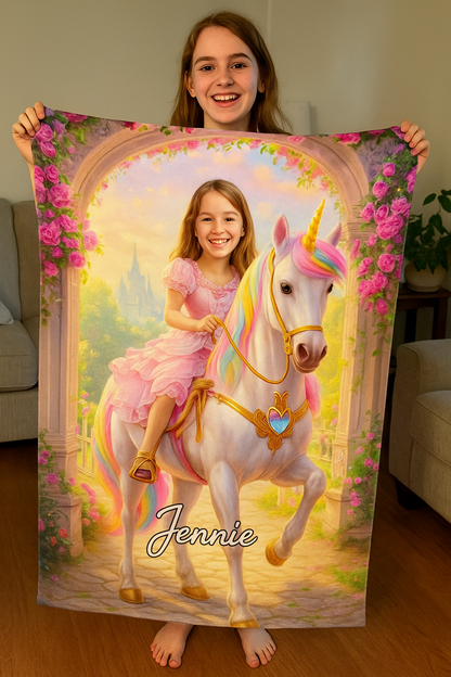 Personalisiertes Handtuch für Kinder – Einhorn-Prinzessin