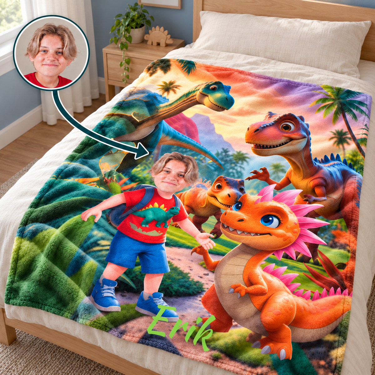 Personlig filt - Tecknad dinosaurie