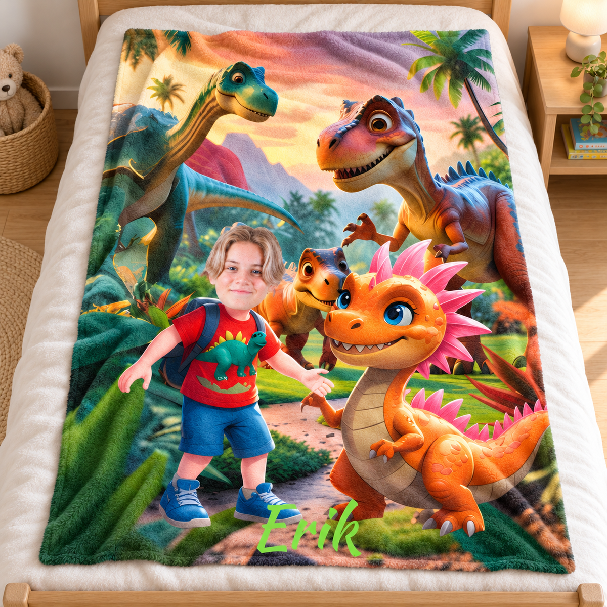 Personlig filt - Tecknad dinosaurie