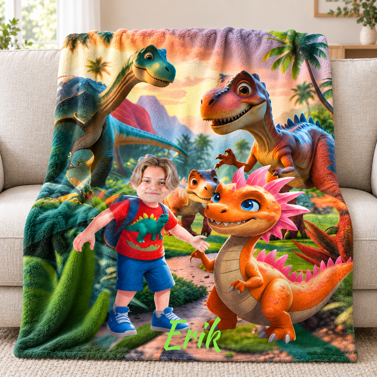 Personlig filt - Tecknad dinosaurie