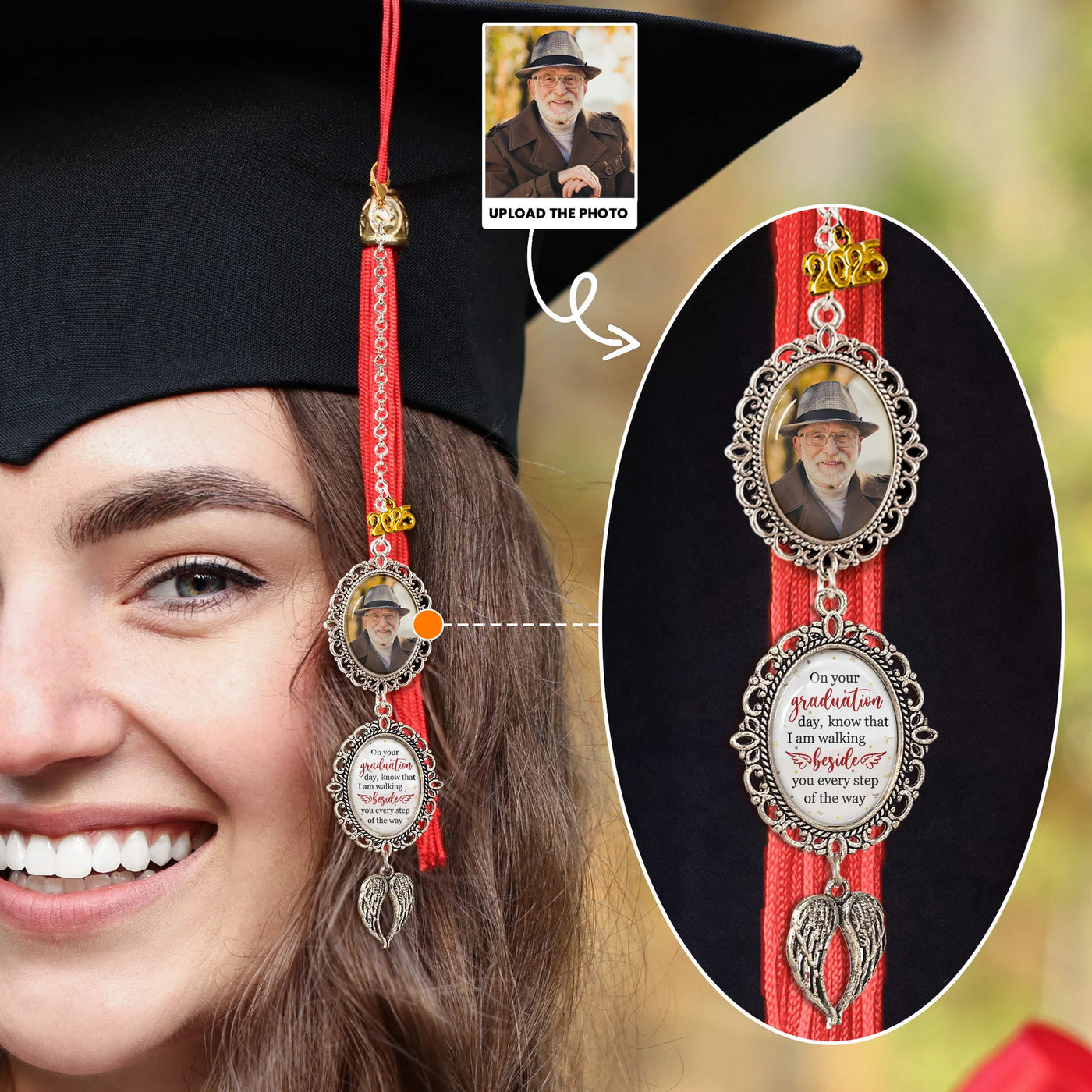 Personalisierter Fotoanhänger – Abschlussquaste