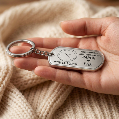Personalisierter Metall-Schlüsselanhänger – Der Moment, in dem du mein Papa wurdest