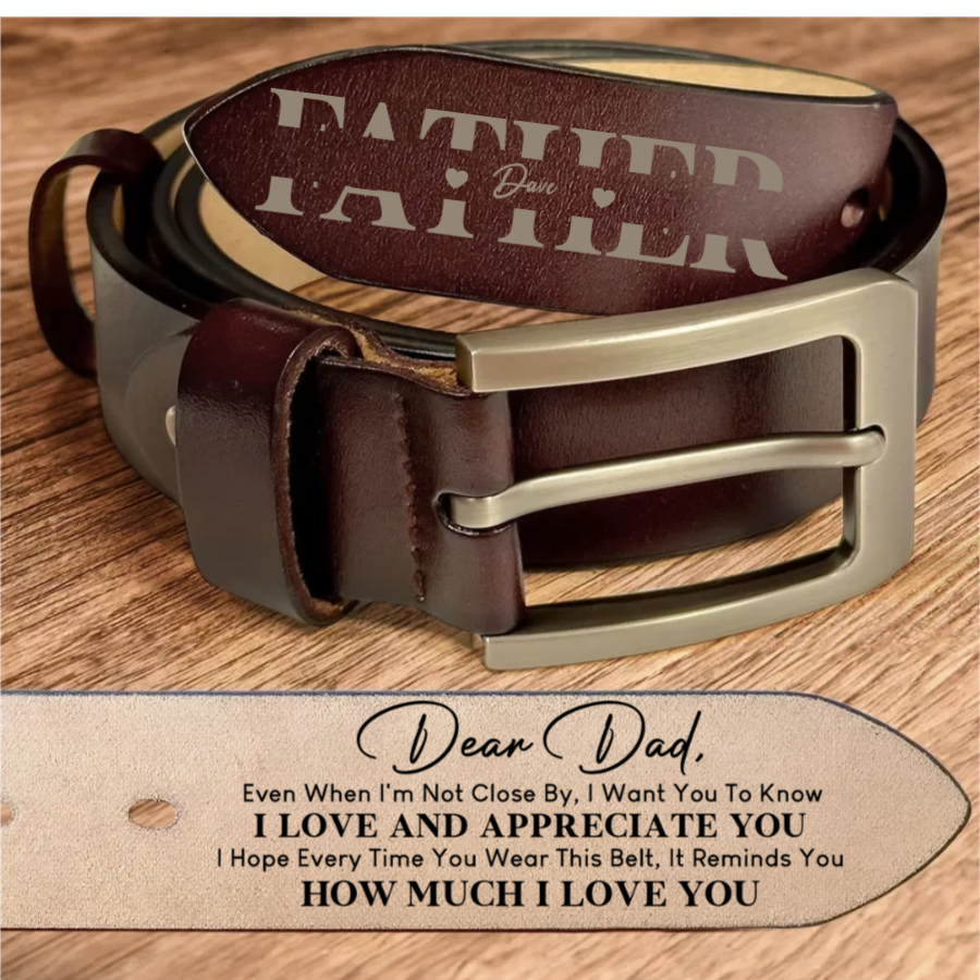 Personalisierter gravierter Ledergürtel – Geschenk für Papa