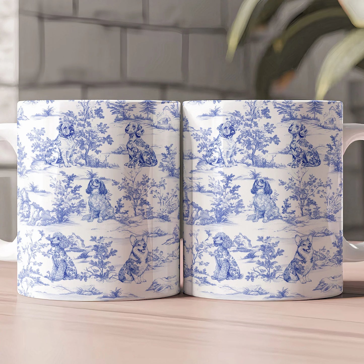 Personlig Mugg - Hundälskare – Toile de Jouy i fransk stil