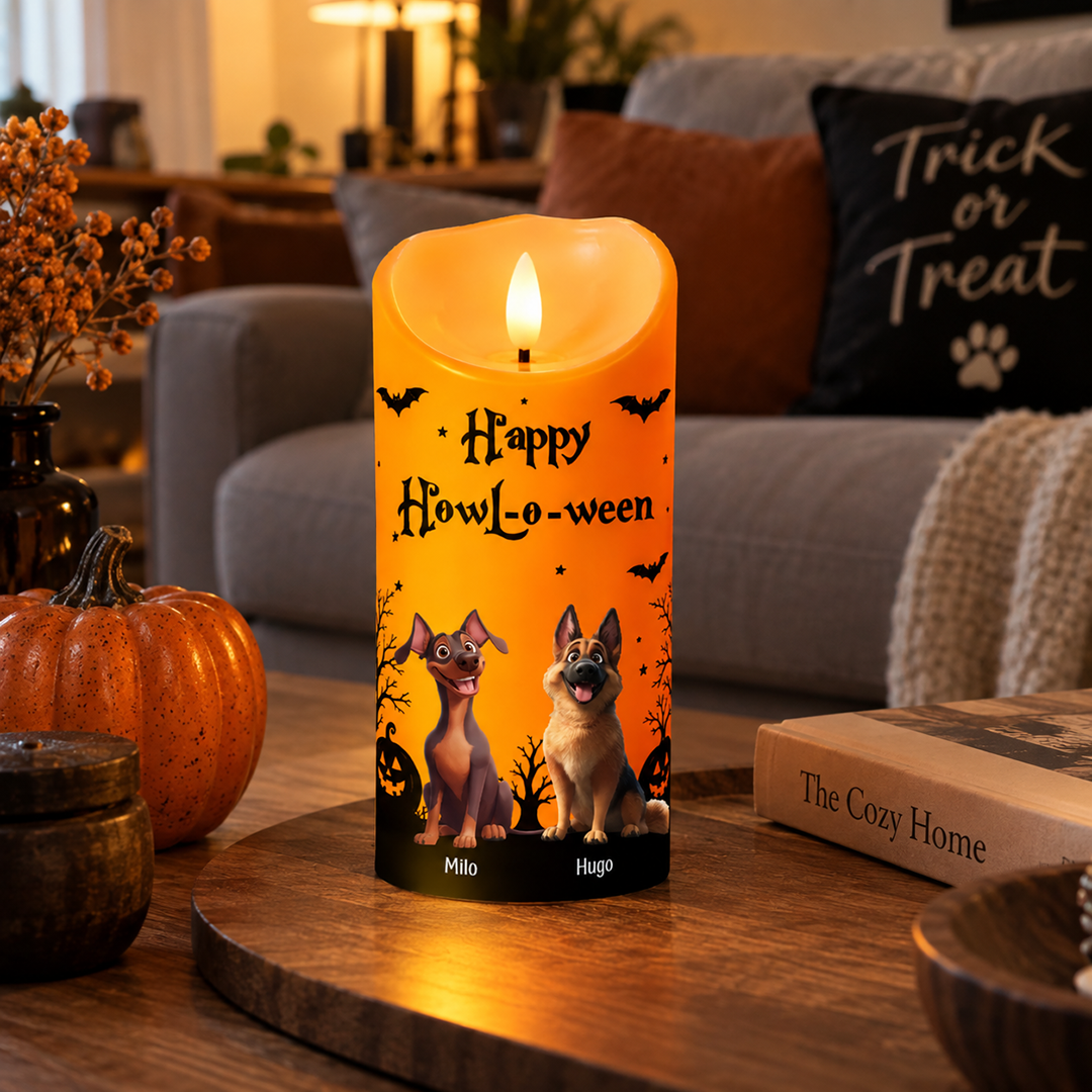 Personligt flamlöst LED - Halloween-dekoration för hundälskare