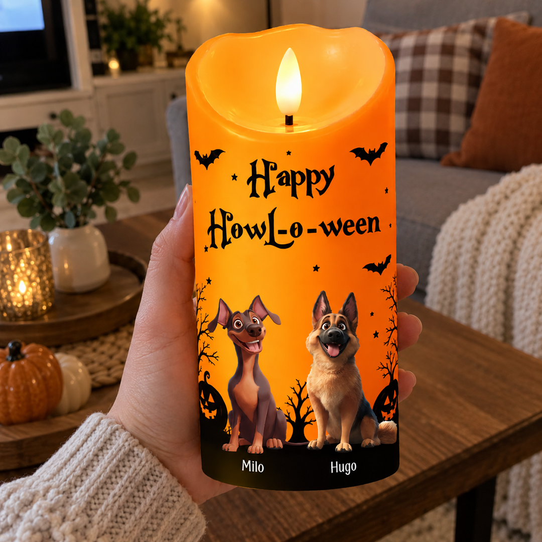 Personligt flamlöst LED - Halloween-dekoration för hundälskare