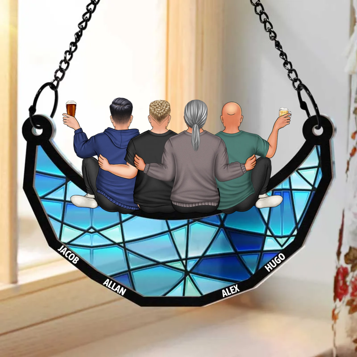 Personalisierter Sonnenfänger – Beste Freunde sitzen auf dem Mond