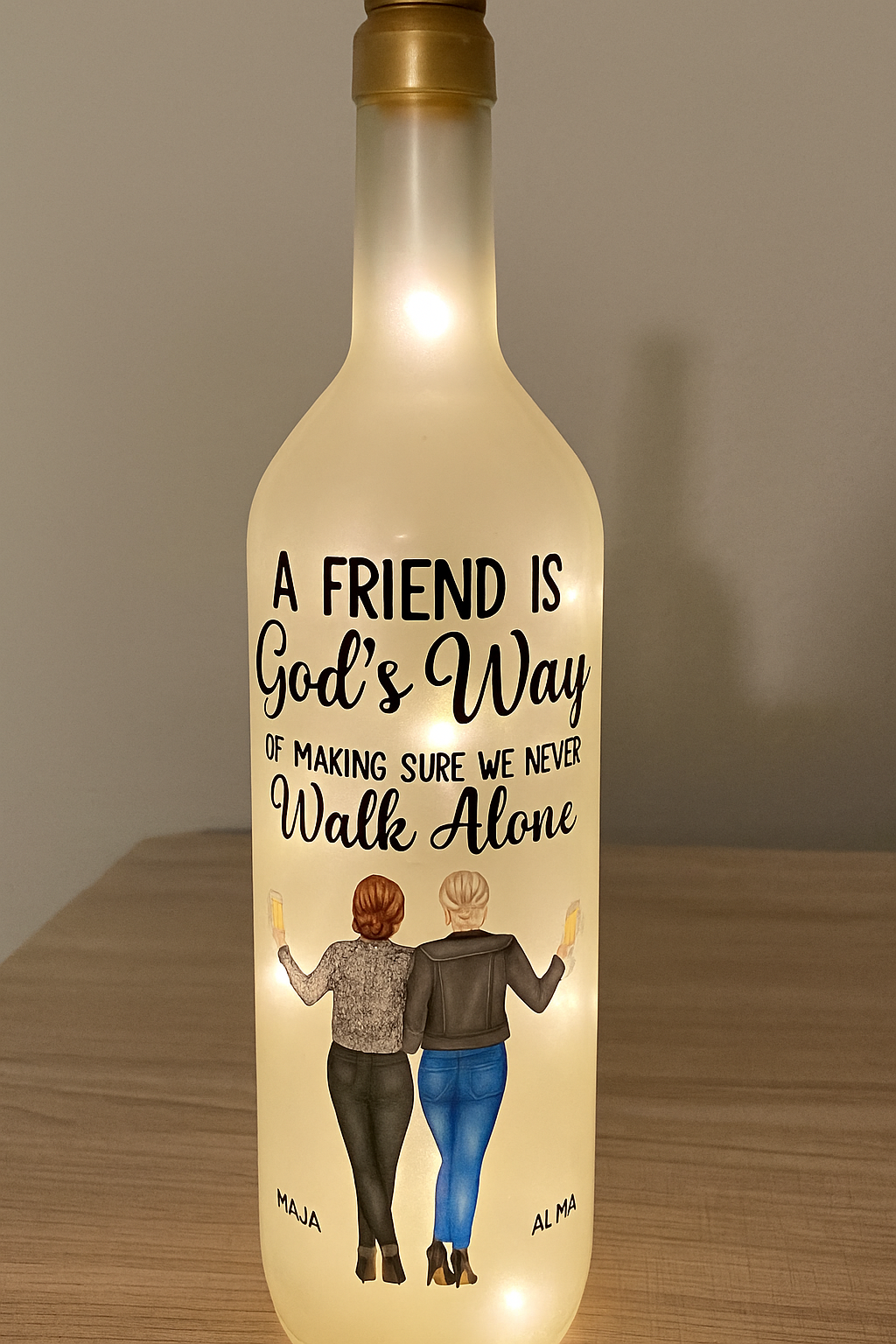 Personalisierte Flaschenlampe – Freunde