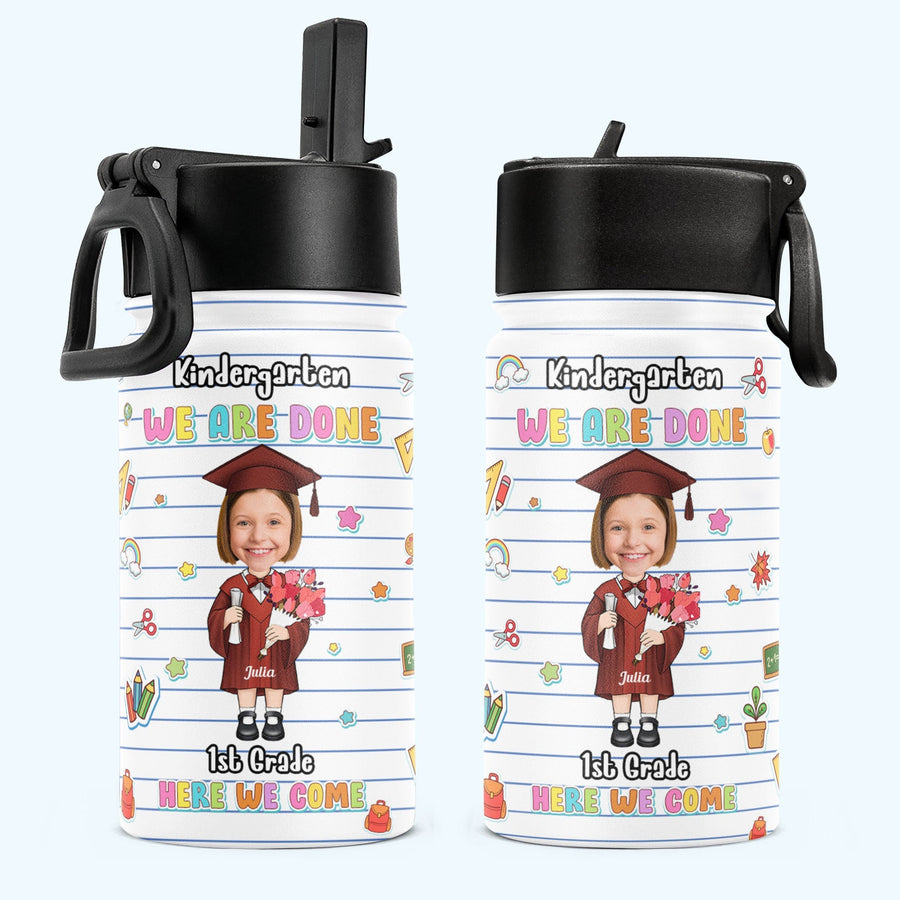 Personalisierte Trinkflasche für Kinder mit Strohhalm-Deckel (350 ml) – Ich bin bereit