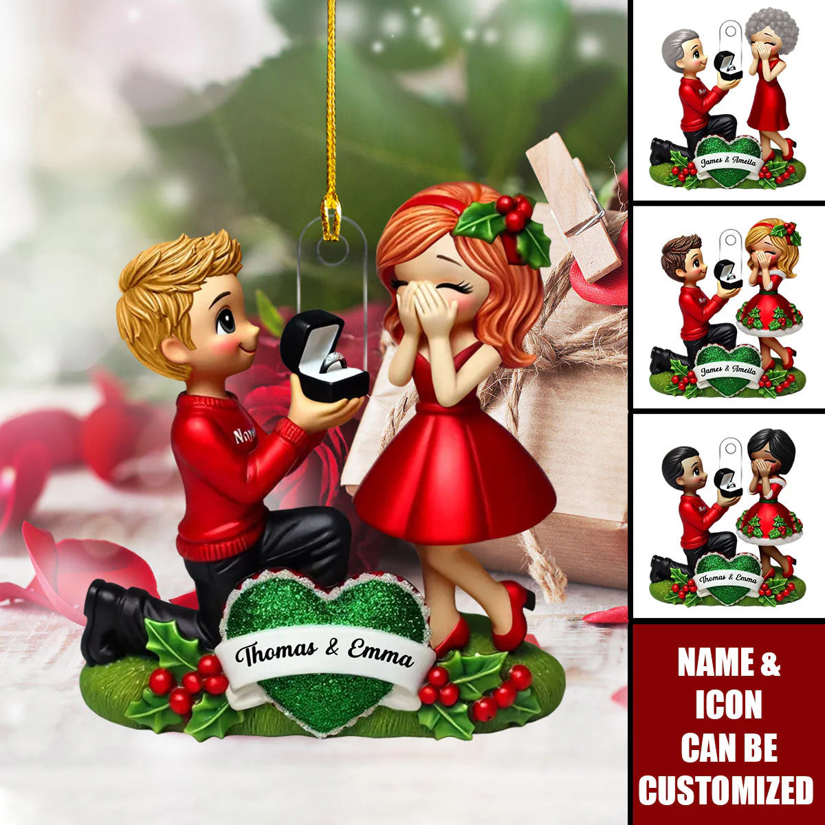 Personalisierte Weihnachtsdeko – Heiratsantrag