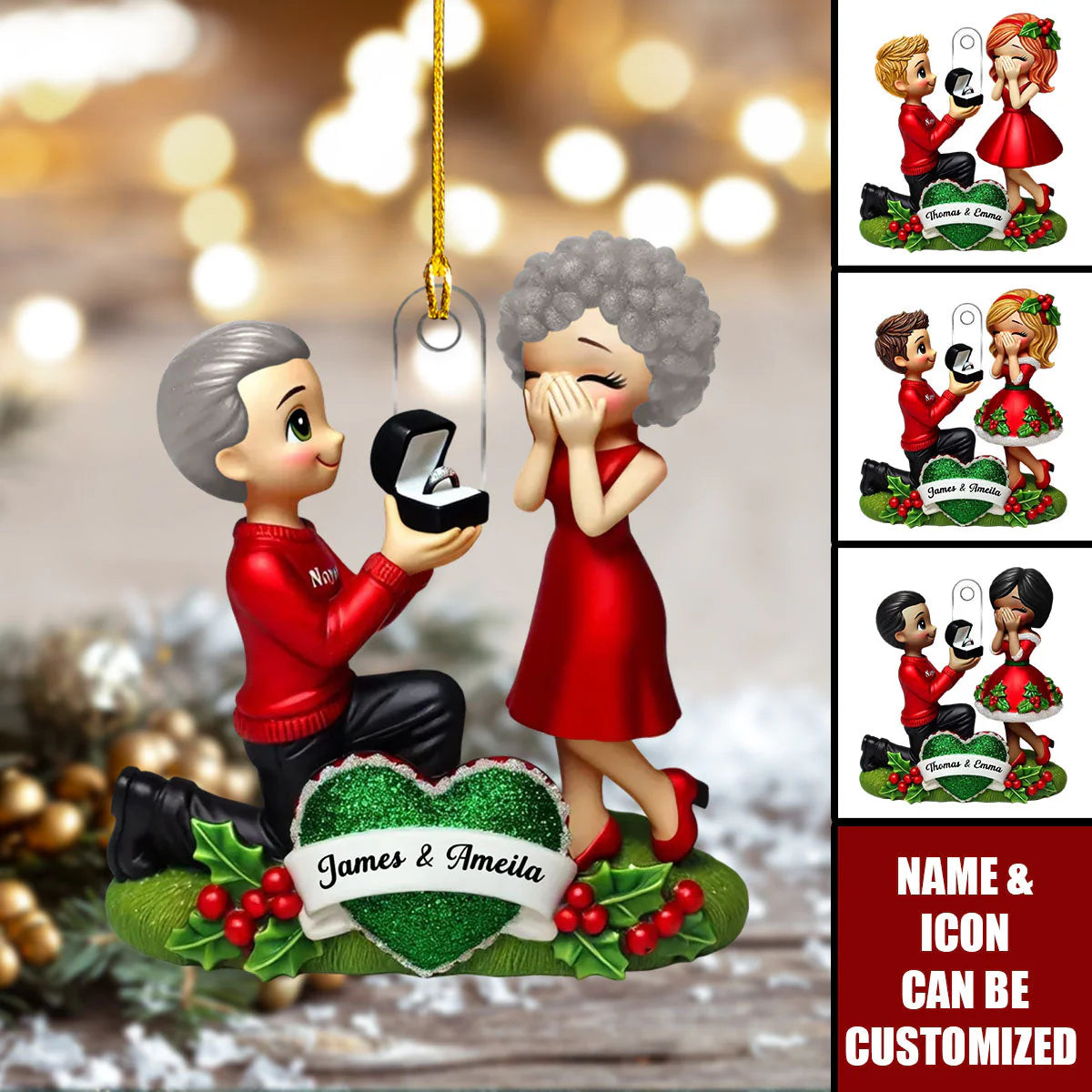 Personalisierte Weihnachtsdeko – Heiratsantrag