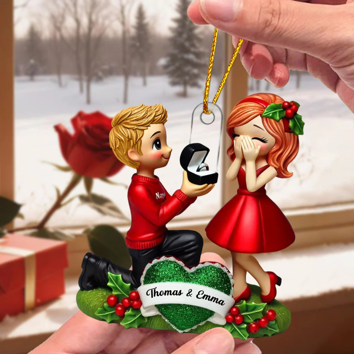Personalisierte Weihnachtsdeko – Heiratsantrag