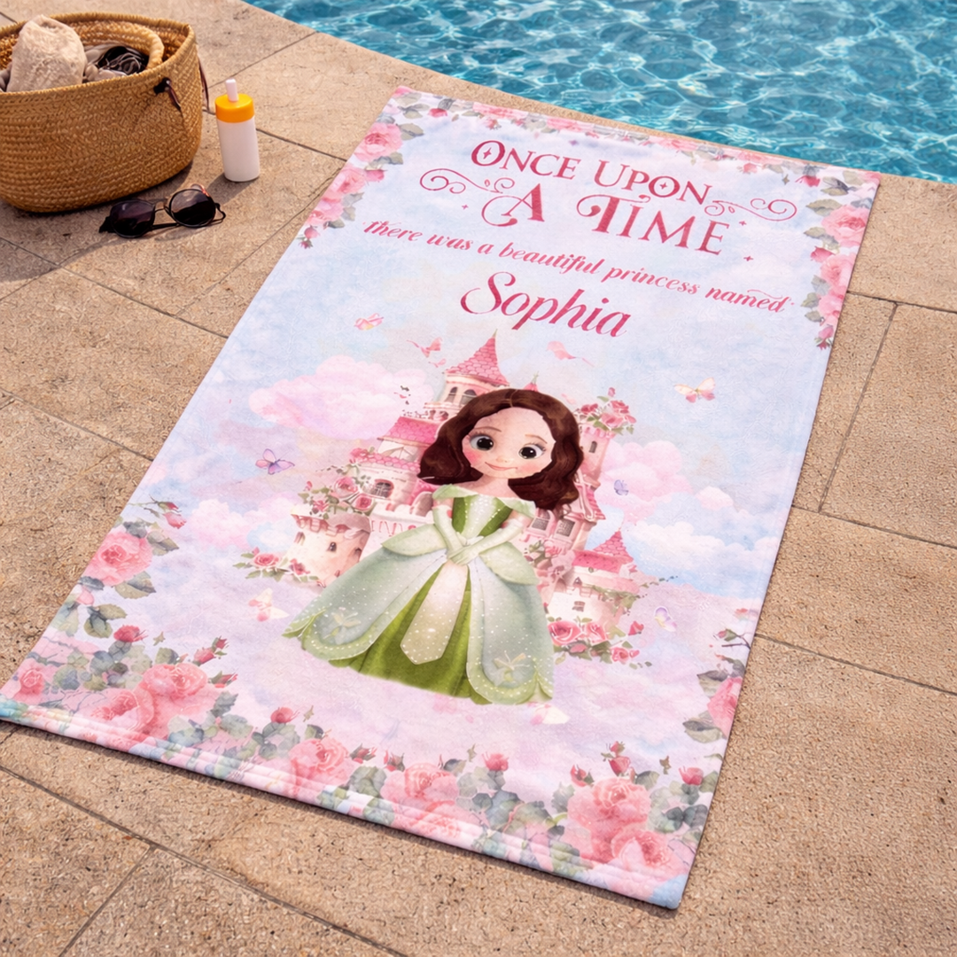 Personlig Handduk för barn - Det fanns en vacker prinsessa
