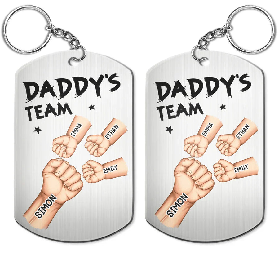 Personalisierter Metall-Schlüsselanhänger – Papas Team