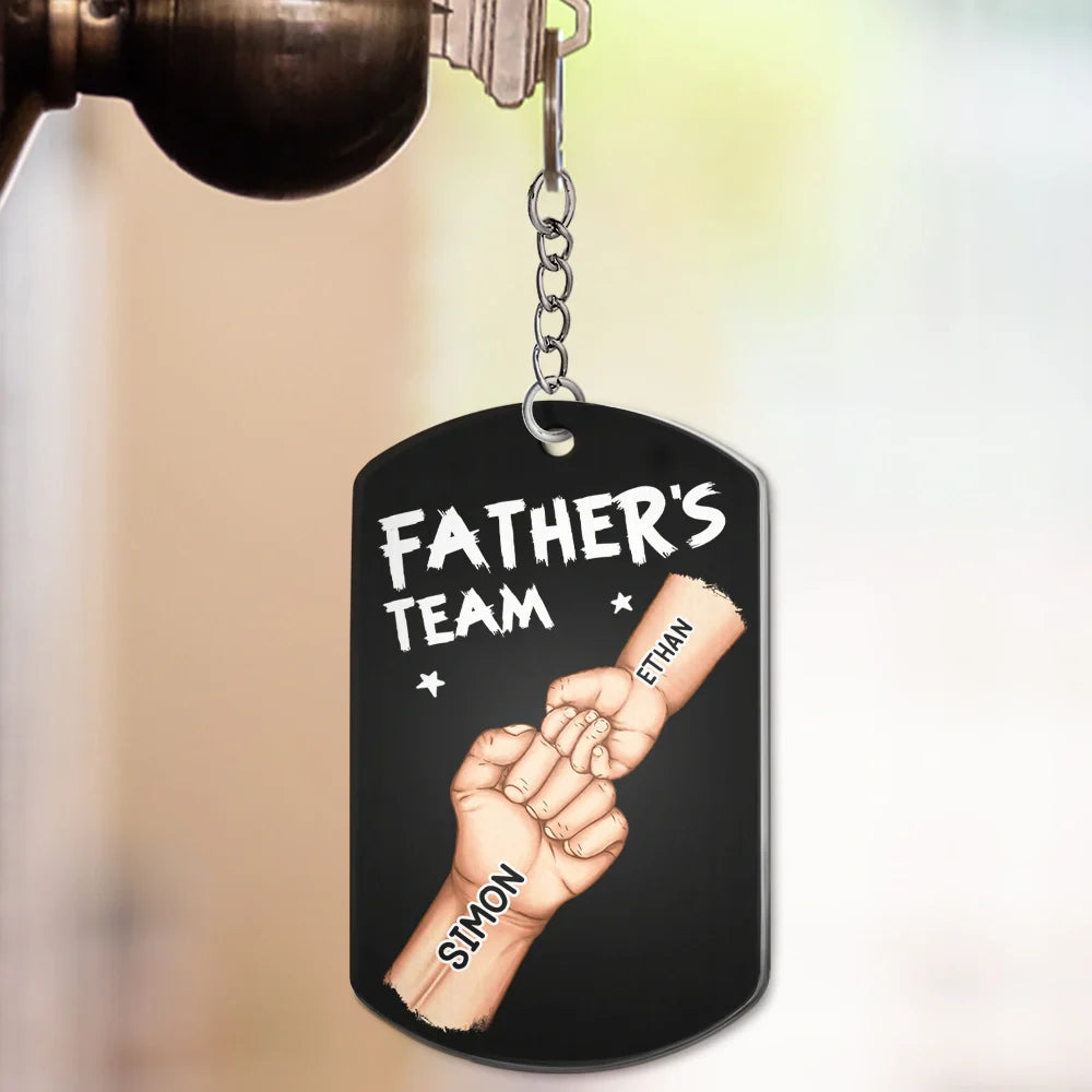 Personalisierter Metall-Schlüsselanhänger – Papas Team