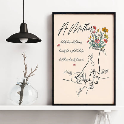 Personalisiertes Fotoposter – Mama hält die Hände ihrer Kinder