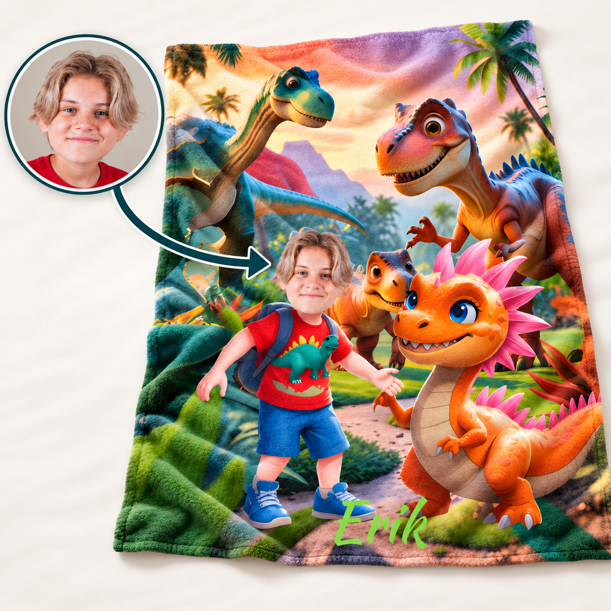 Personlig filt - Tecknad dinosaurie
