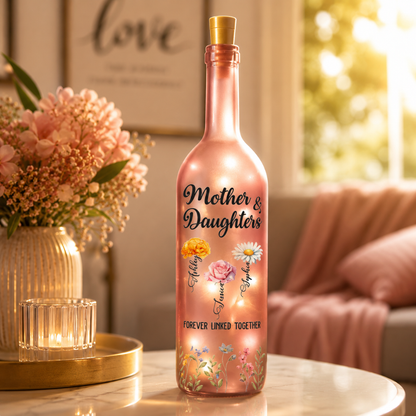 Personalisierte Flaschenlampe – Geburtsblume