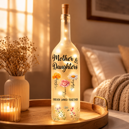 Personalisierte Flaschenlampe – Geburtsblume